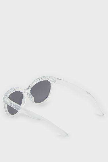 Lunettes de soleil cadre en plastique transparent à strass pour fille