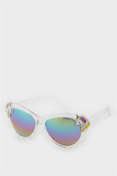 Girl Round Clear Frame Tinted Glass UV Unicorn Sunglasses