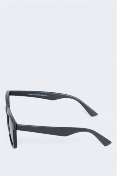 Man Round Classic Black Plastic Frame Black Lens Sunglasses