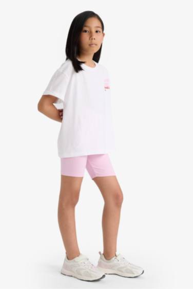 سروال ضيق بايكر مضلع للبنات