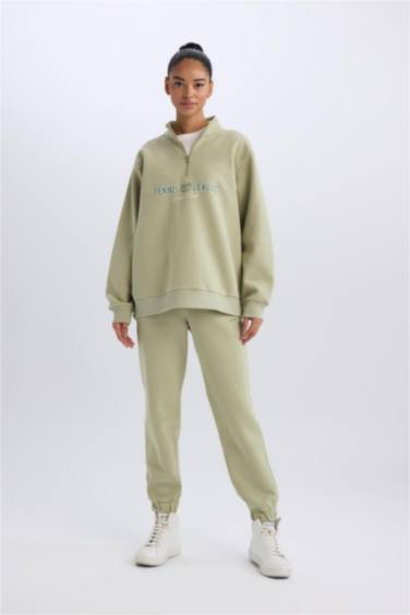 Standard Fit Double Pocket Thick Sweatshirt Fabric Trousers