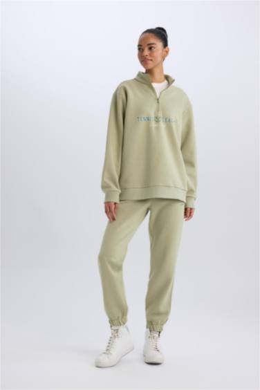 Standard Fit Double Pocket Thick Sweatshirt Fabric Trousers