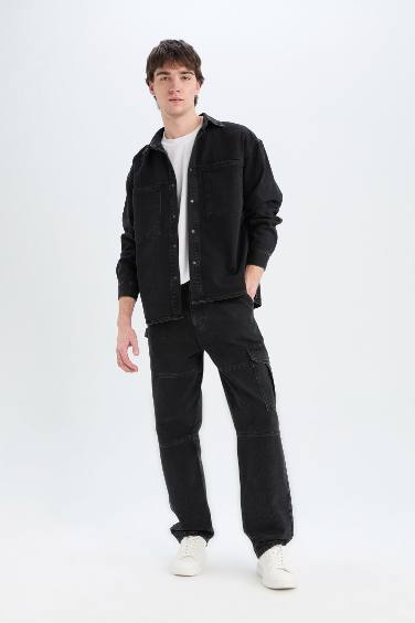 %100 Pamuk Oversize Geniş Kalıp Jean Uzun Kollu Gömlek