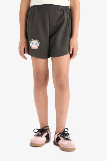 Girl Elastic Waist Printed Shorts