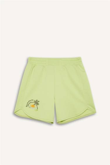 Girl Elastic Waist Printed Shorts