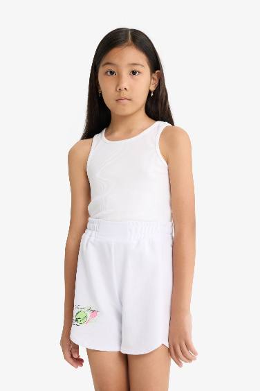 Girl Elastic Waist Printed Shorts