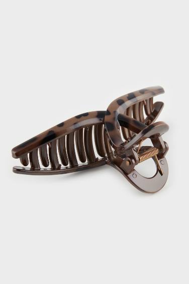 Woman Leopard Patterned Latch Hair Clip