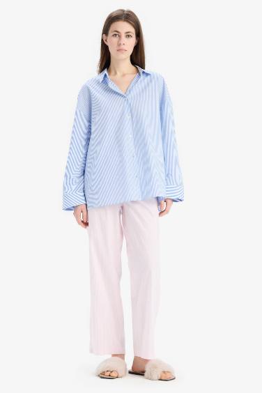 Uzun Boy Poplin Pijama Altı-Fall in Love