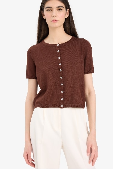 Regular Fit Crew Neck Cardigan