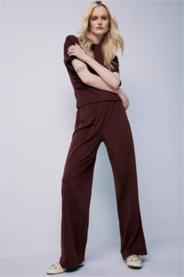 Wide Leg Basic Düz Geniş Paça Premium Pantolon