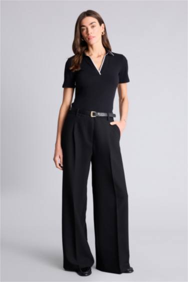 Slım Fıt Polo Yaka Fitilli Kaşkorse Tişört - Görsel 2