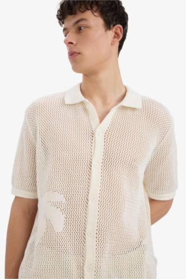 T-shirt Polo tricot oversize à manches courtes