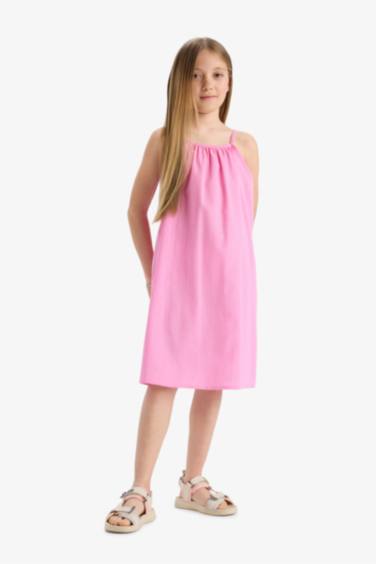 Girl A Cut Cotton Sleeveless Dress