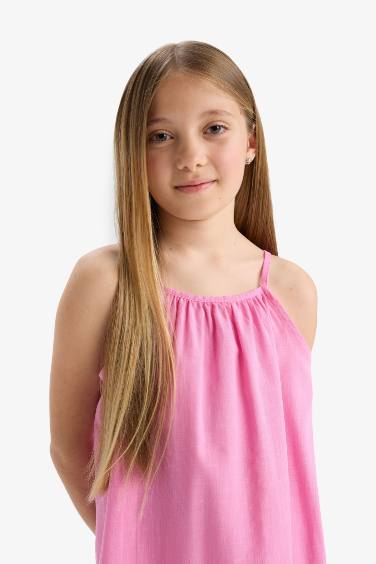 Girl A Cut Cotton Sleeveless Dress