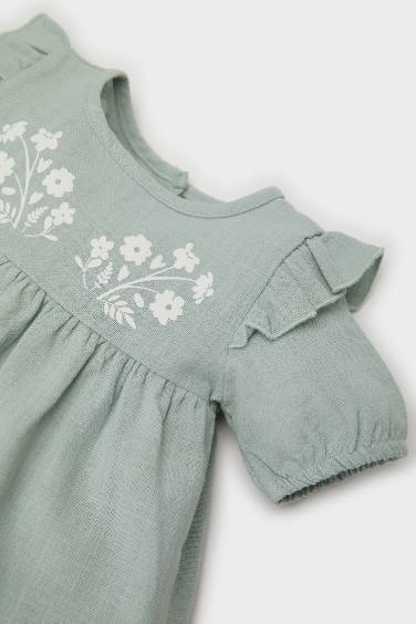 Baby Girl Short Sleeve Flare Poplin Dress