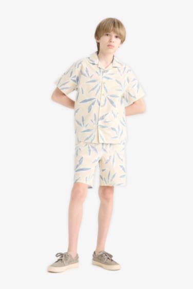 Рубашка из поплина с коротким рукавом и воротником поло в стиле оверсайз для мальчиков