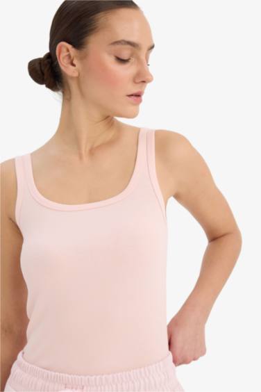 Slim Fit дөңгелек жағалы негізгі basic бедерлі кашкорсе майка