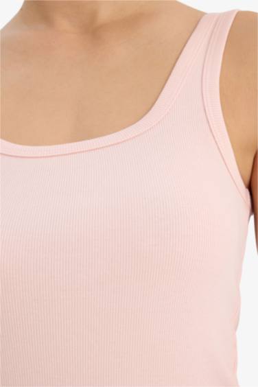 Slim Fit дөңгелек жағалы негізгі basic бедерлі кашкорсе майка