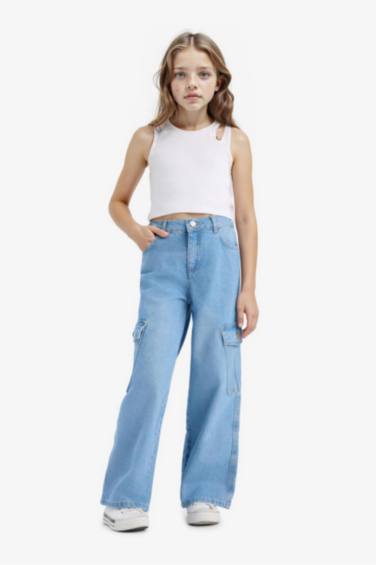Girl Cargo Wide Leg Jeans