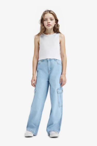 Girl Cargo Wide Leg Jeans