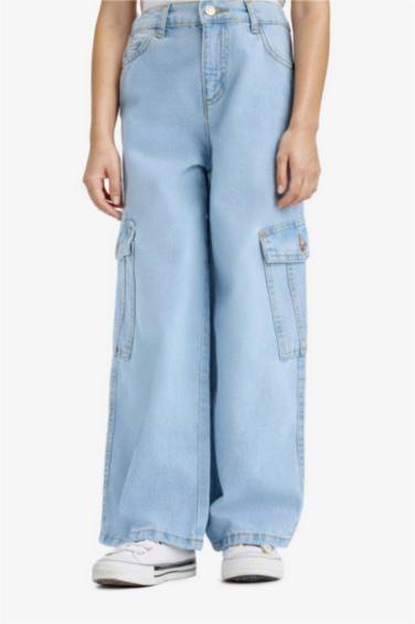 Girl Cargo Wide Leg Jeans