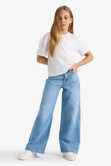 Kız Çocuk Wide Leg Geniş Paça Jean Pantolon