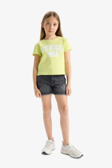 Girl Slim Fit Crew Neck Ribbed Camisole T-Shirt