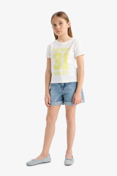 Girl Slim Fit Crew Neck Anime Printed T-Shirt