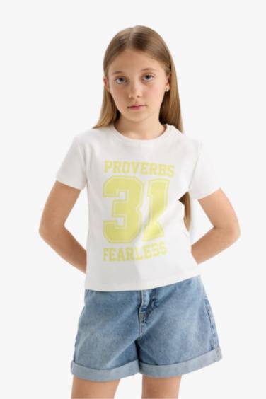 Girl Slim Fit Crew Neck Anime Printed T-Shirt