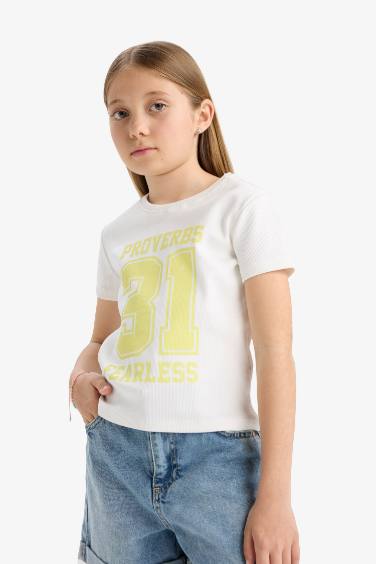 Girl Slim Fit Crew Neck Anime Printed T-Shirt