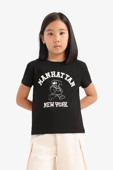 Girl Regular Fit Crew Neck Anime Printed T-Shirt