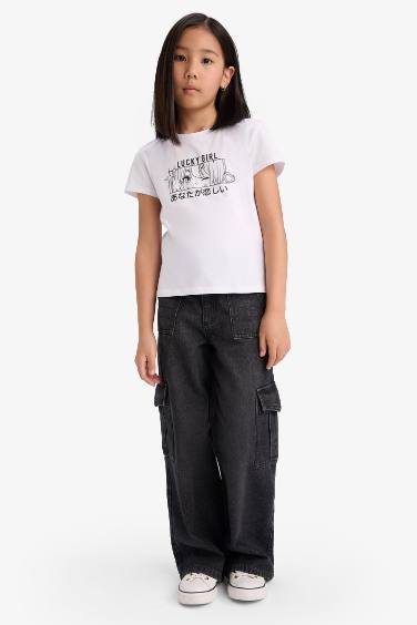 Girl Regular Fit Crew Neck Animal Patterned T-Shirt