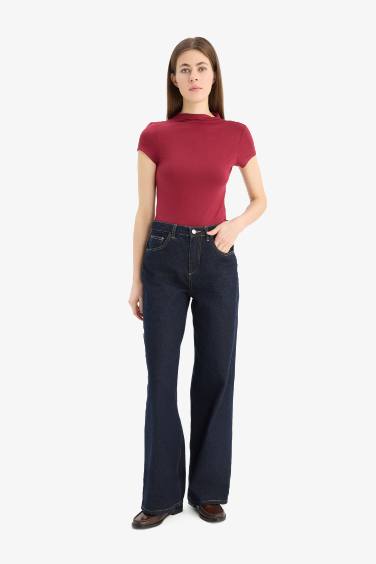 Slim Fit Half Turtleneck Short Sleeve T-Shirt