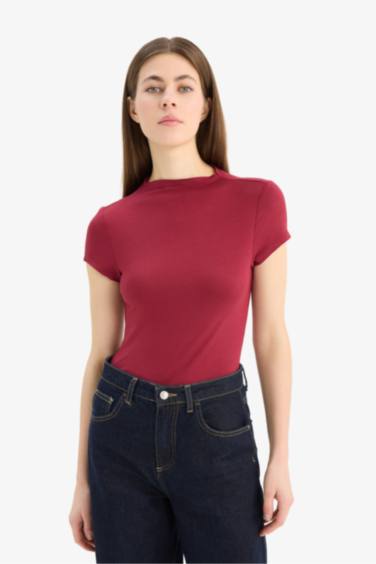 Slim Fit Half Turtleneck Short Sleeve T-Shirt