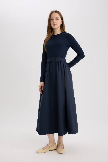 Regular Fit Parachute Long Sleeve Maxi Dress