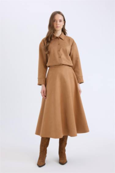 Regular Fit Süet Uzun Kollu Gömlek Tunik