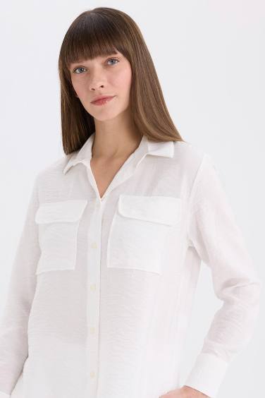 Regular Fit Basic Double Pocket Long Sleeve Shirt