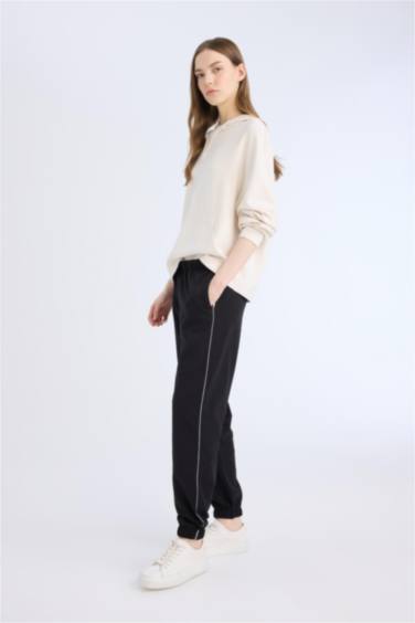 Pantalon de Jogging noir slim à taille élastique avec poches