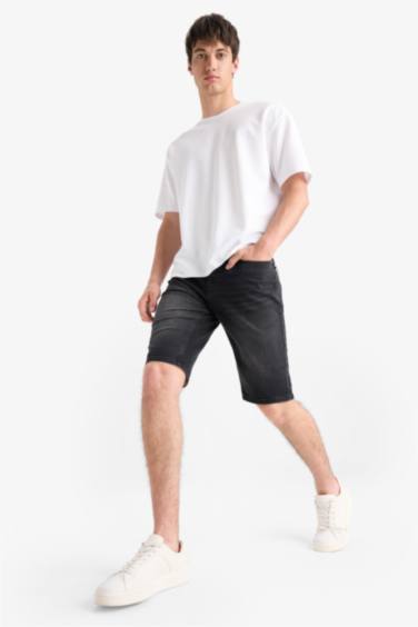 Regular Fit Denim Bermuda