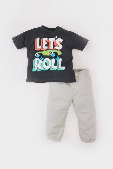 Baby Boy Skateboard Printed T-Shirt Sweatpants 2 Piece Set