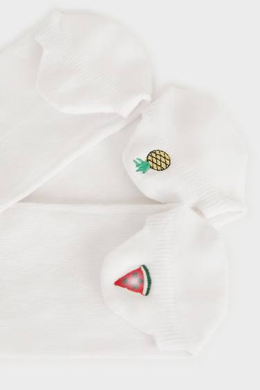 شرابات قصيرة بناتي قطن أبيض - 3 قطع