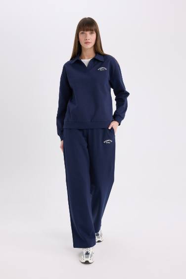 Sweatshirt imprimé à col polo Coupe relax