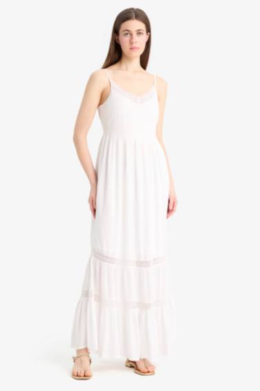 فستان ميدي قطن كت بقصة A بياخة V