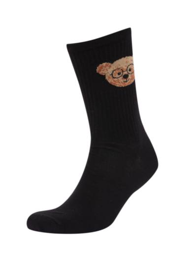 Erkek Ayıcıklı Rahat Lastikli 2'li Pamuklu Uzun Çorap