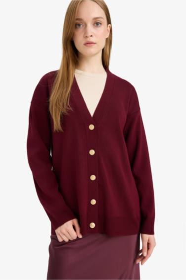 Relax Fit V-Neck Buttoned Knit Cardigan