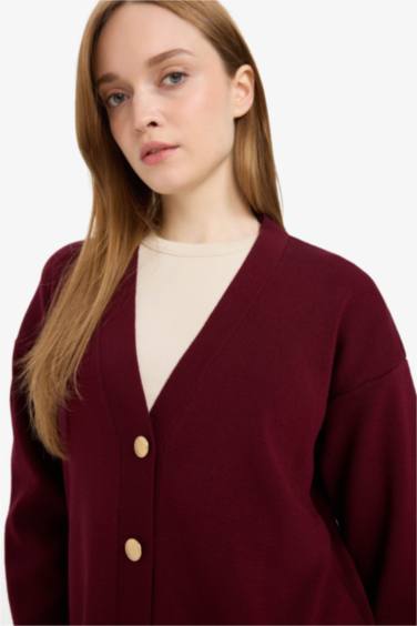 Relax Fit V-Neck Buttoned Knit Cardigan