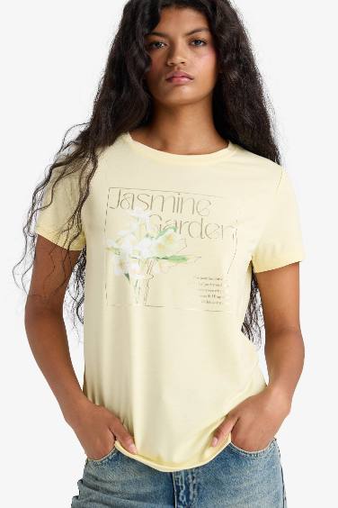 Regular Fit Crew Neck Printed Short Sleeve T-Shirt