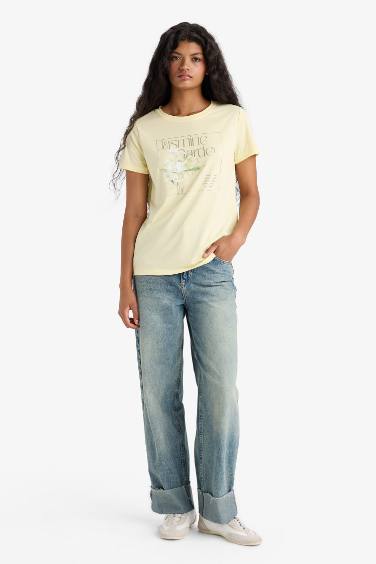 Regular Fit Crew Neck Printed Short Sleeve T-Shirt