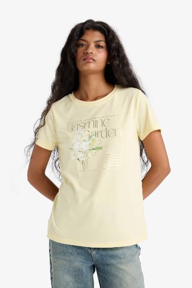 Regular Fit Crew Neck Printed Short Sleeve T-Shirt