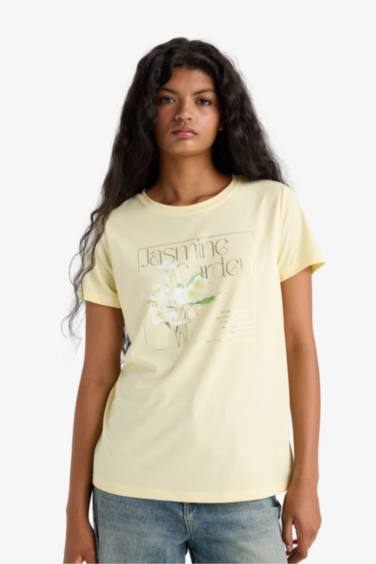 Regular Fit Crew Neck Printed Short Sleeve T-Shirt